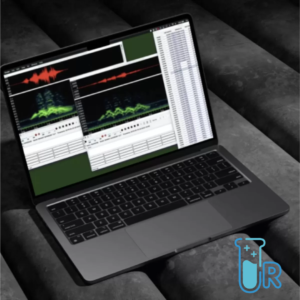 An image of a laptop featuring the Kaleidoscope Pro Analysis Software